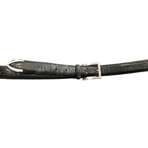 Perry Ellis Mens Genuine Lizard Skin Belt Silver Buckle Italian Calfskin Size 40